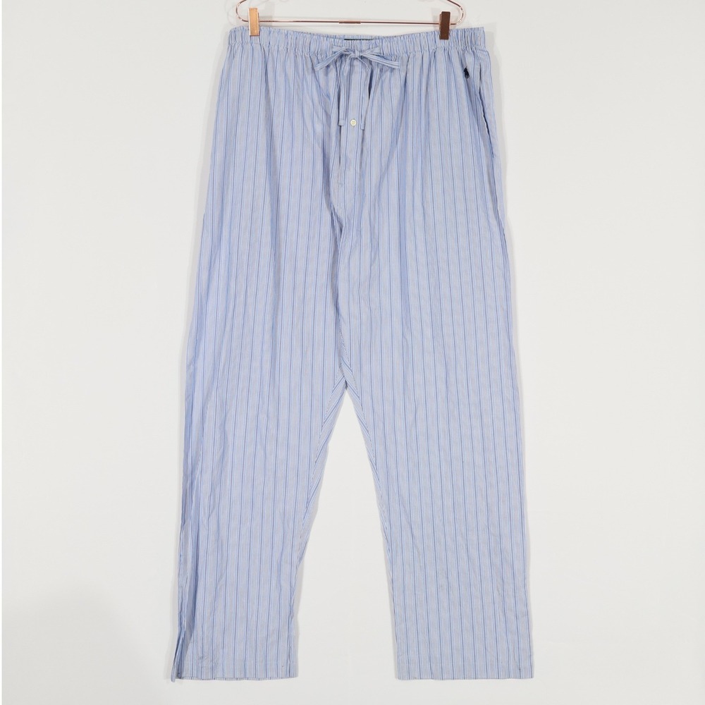 Polo Ralph Lauren Pajama Pants Men 1XL Blue Striped Cotton Casual Comfy $55 NWOT
